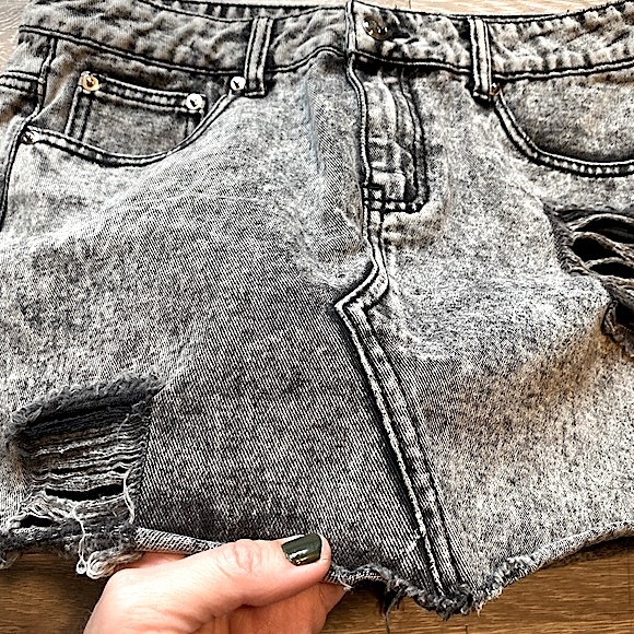 DOLLS KILL โข CURRENT MOOD (NWOT) โข Grey Acid-Washed Denim Mini Skirt โข Medium - Picture 6 of 15